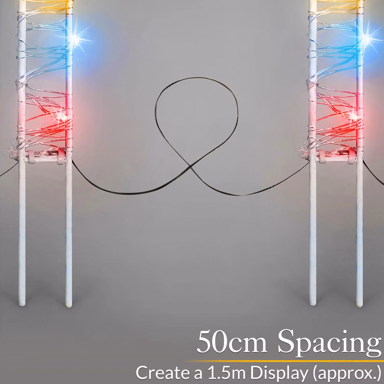 Christow Multi Coloured Candy Cane Micro LED Christmas Battery Operated Path Decorations, Height: 30 cm, Set of 4 – 3