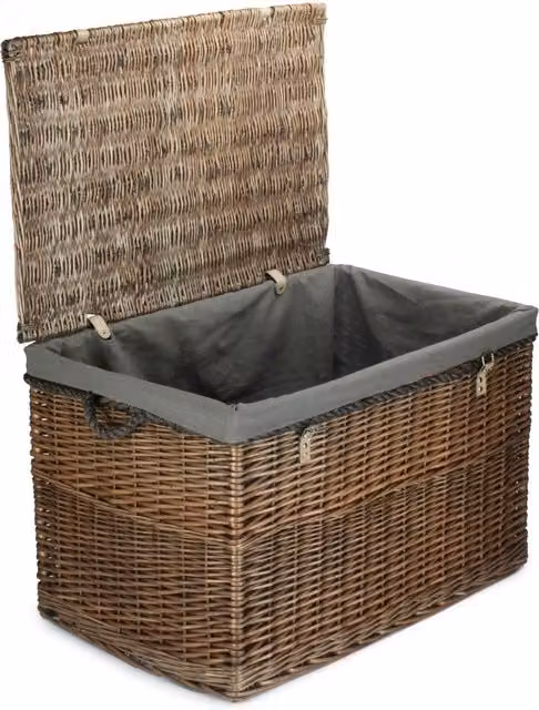 Red Hamper Large Antique Wash Wicker Storage Basket in Grey
