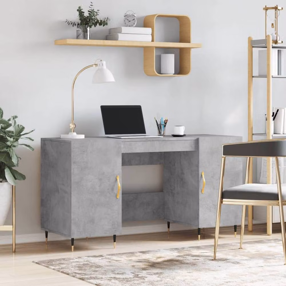 Berkfield Home Industrial Writing Desk in Concrete Grey, W/D/H: 140 x 50 x 75 cm – 2