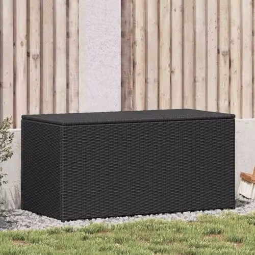 vidaXL Modern Black Poly Rattan Garden Storage Box W/D/H: 100 x 50 x 50 cm – 2