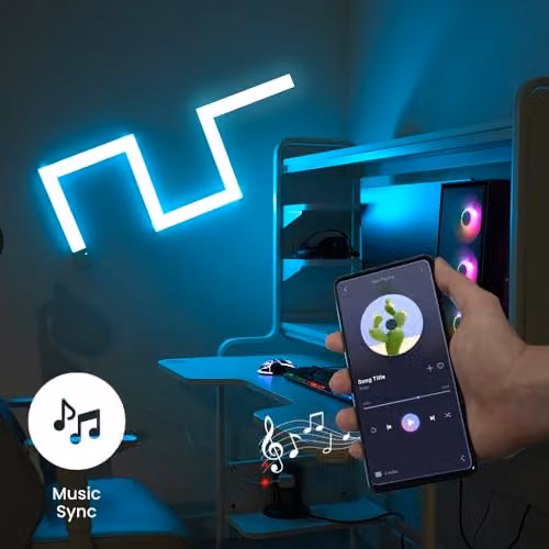 ValueLights Smart RGBIC LED Light Bars Kit, Multicolour Neon Flex with App Control, Music Sync, Remote Control and Timer, Compatible with Amazon Alexa and Google Assistant, Set of 6 – 3