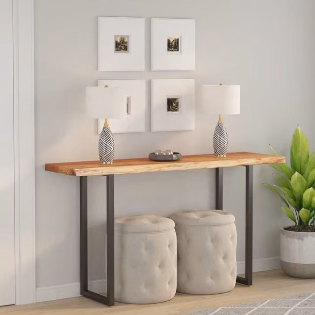 Berkfield Home Rectangular Solid Wood Acacia Live Edge Table Top, Brown, W: 180 cm, D: 40 cm, H: 2.5 cm – 1
