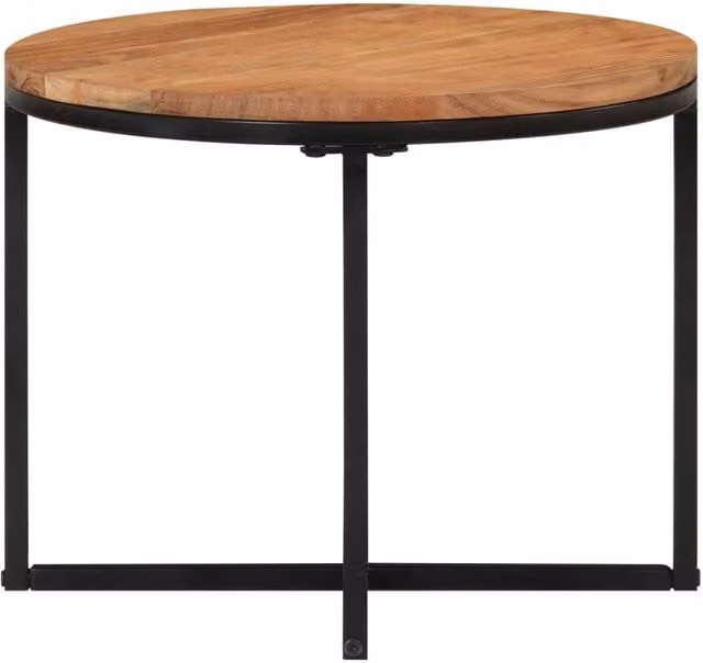 Berkfield Home Industrial Acacia Wood and Iron Coffee Table, Brown, W/D/H: 45 x 45 x 35 cm