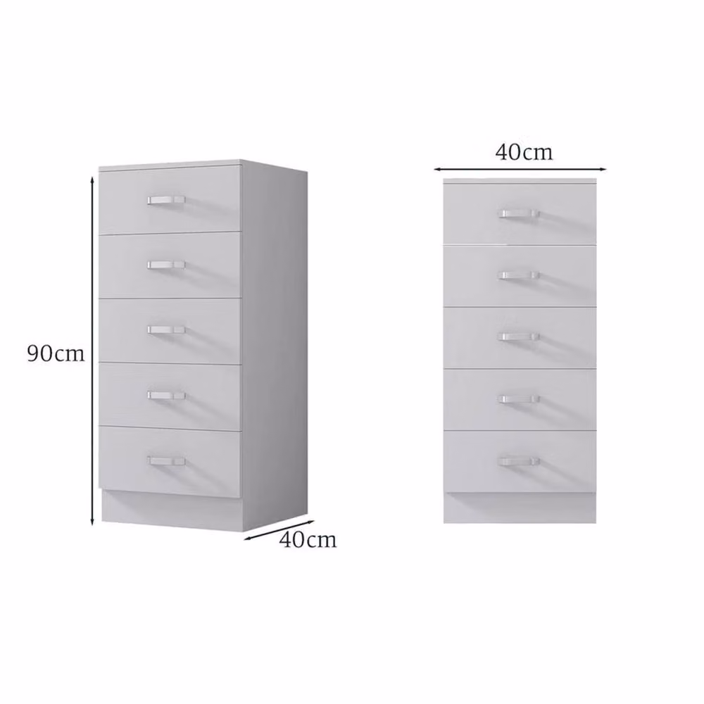 SPETLEK 5 Drawer Chest of Drawers in Matt White – 2