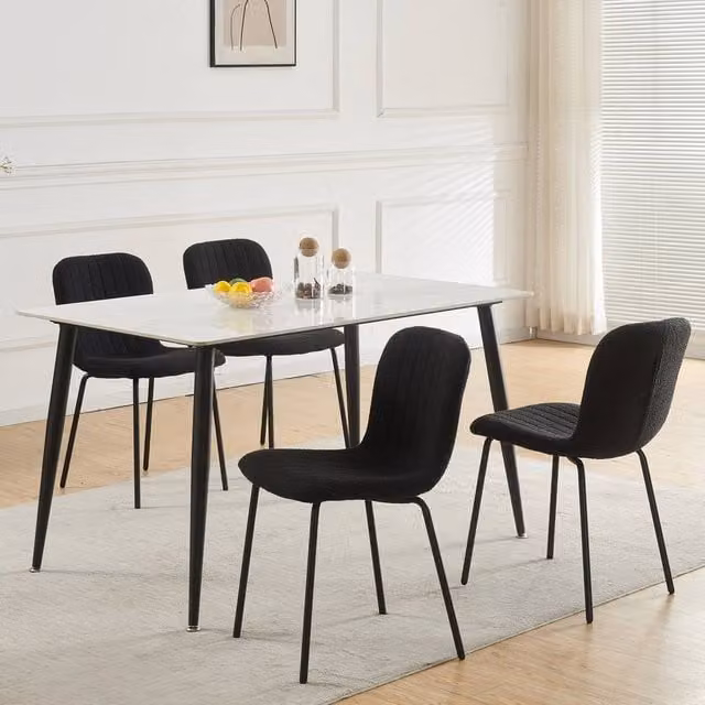 MCC Direct Bella Luxe Set of 4 Black Teddy Faux Fur Dining Chairs – 1