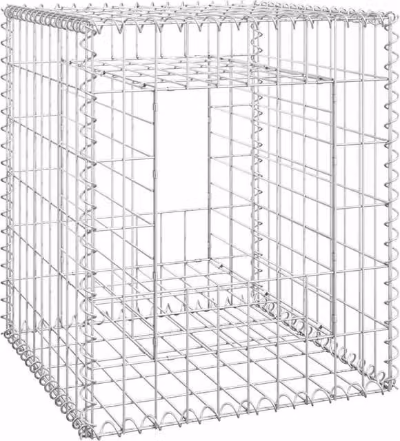 Berkfield Home Durable Metal Gabion Basket Posts, 2 Pack, Silver, W/D/H: 50 x 50 x 60 cm