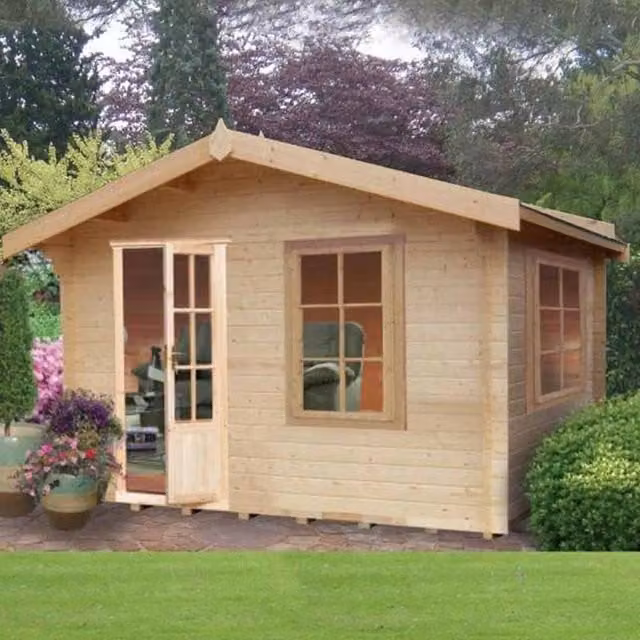 Shires Bucknells Rustic Log Cabin in Light Brown, 28 mm Wood Thickness, 10 x 10 Feet