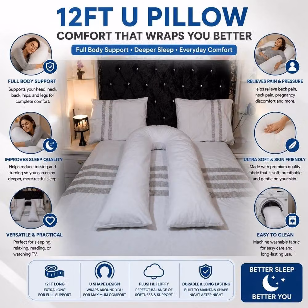 VOGREX Full Body Pregnancy Support Pillow in White – 5