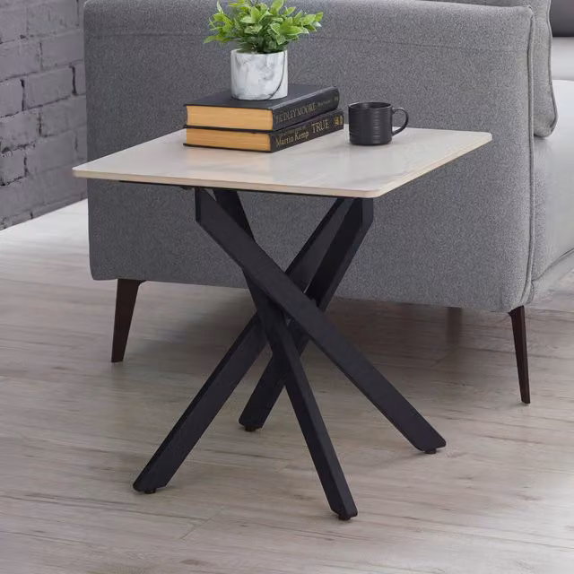 Julian Bowen Bradley Square Ceramic Lamp Table in White and Black