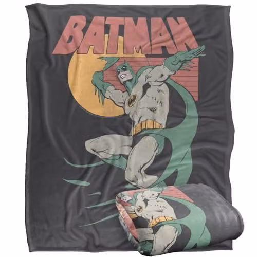 LOGOVISION Batman 70s Retro Silky Touch Super Soft Fleece Throw Blanket, Multicolour, W: 152.4 cm x L: 127.0 cm