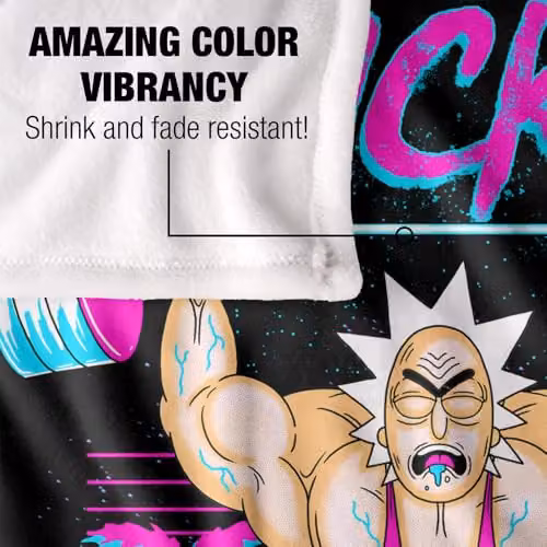 Warner Bros. Rick and Morty Rick's Gym Silky Touch Super Soft Fleece Throw Blanket, Multicolour, W: 127.0 cm, D: 152.4 cm, H: 1.0 cm – 3