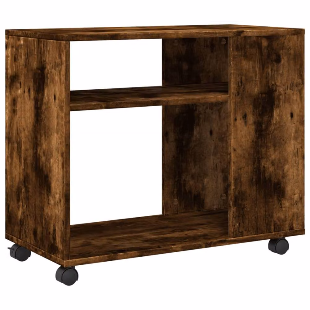 Berkfield Home Side Table with Wheels in Smoked Oak Brown, W/D/H: 70 x 35 x 60 cm – 7