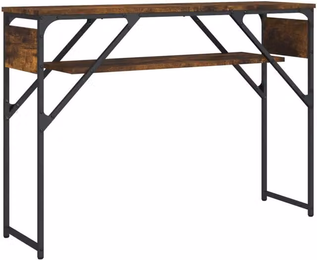 Berkfield Home Console Table with Shelf in Smoked Oak Brown, W/D/H: 105 x 30 x 75 cm