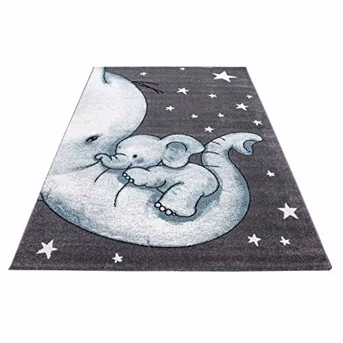Bravich Blue Baby Elephant Kids Rug, W: 160 cm, D: 230 cm, OEKO-TEX Standard 100 Certified Anti-Allergic Childrens Play Mat – 2