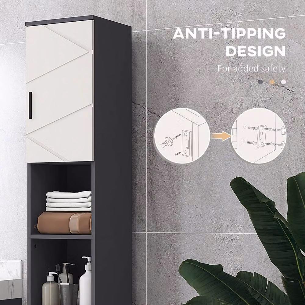 Wyld Haus Nomalo Tall Minimalist Freestanding Bathroom Storage Cabinet in Light Grey – 5