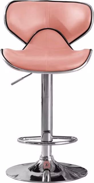 netfurniture Polsode Bar Stool Set of 2 in Pink Synthetic Leather and Chrome