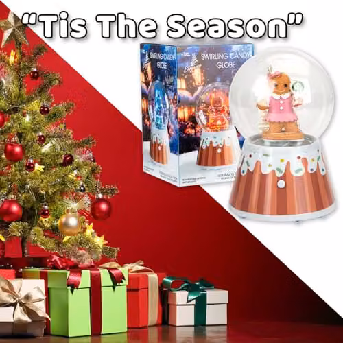 VFM e-Store Pink Gingerbread Man Christmas Snow Globe with Light Up Blower, W/D/H: 18 x 12 x 12 cm – 5