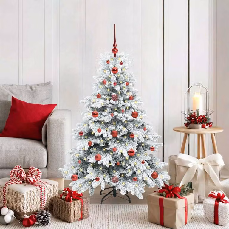 Berkfield Home Beautiful Artificial Christmas Tree with 150 Warm White LEDs, Green and White, Height: 120 cm
