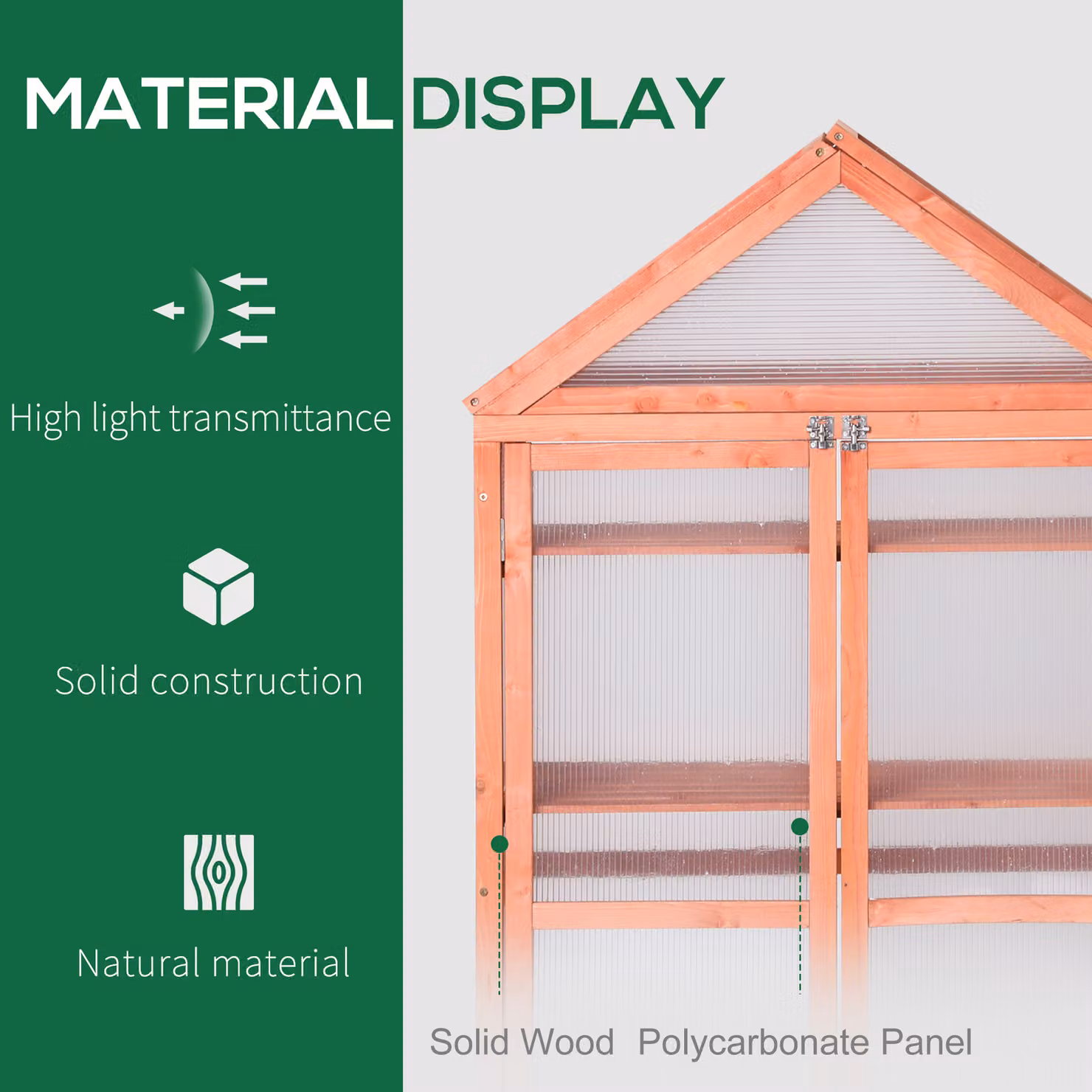 Outsunny 3-Tier Wooden Cold Frame Greenhouse Garden Grow House with Adjustable Shelves and Double Doors, Orange, W: 80 cm, D: 47 cm, H: 138 cm – 3