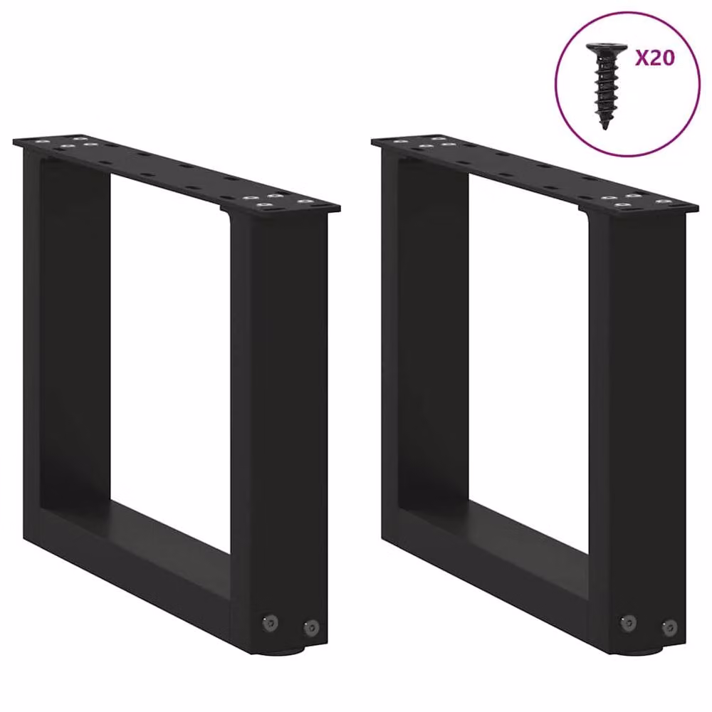 Berkfield Home U-Shaped Coffee Table Legs, 2 Piece Set, Black Matt Steel, H: 40 cm x W: 30.5 cm x D: 31 cm – 2