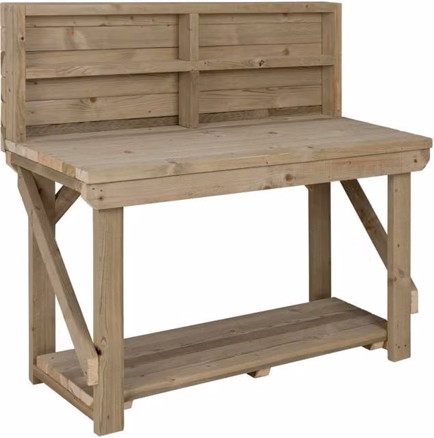 Arbor Garden Solutions Multi-colour Wooden Indoor Outdoor Workbench with Back Panel, Width: 120 cm