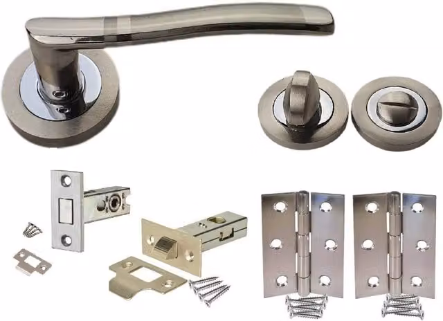 Golden Grace Bathroom Door Handle Pack Duo in Chrome