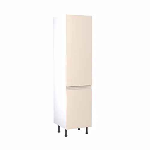 Kitchen Kit Cashmere Matt J-Pull Tall Larder Unit with Soft Close Doors, W/D/H: 50 x 57 x 212 cm