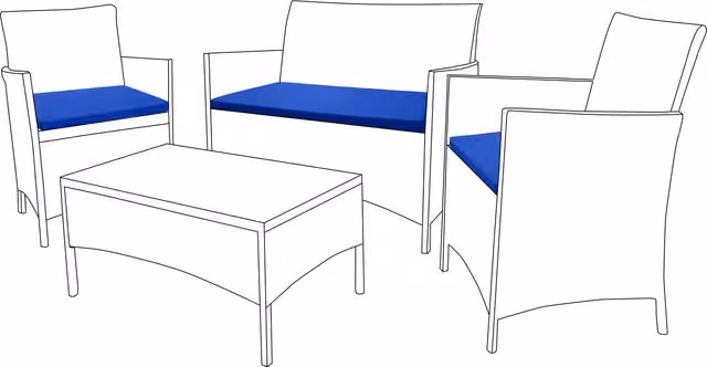 Gardenista 3-Piece Set of Blue Water-Repellent Rectangular Garden Rattan Chair Seat Pads