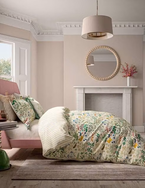 V&A Wild Garden Floral Cotton Bedding Set, Multicolour, W: 140 cm, L: 200 cm