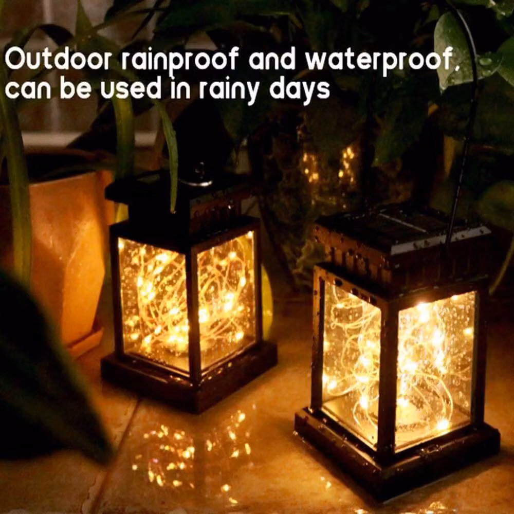 EONLION 4X LED Waterproof Solar Powered Hanging Lantern in Black, Height: 100 cm – 5