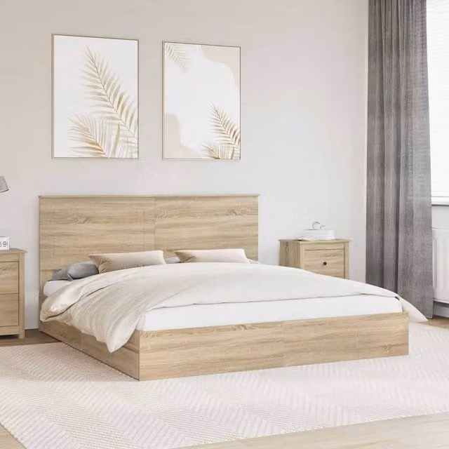 Berkfield Home Sonoma Oak Storage Bed with Drawers in Brown, W/D/H: 180 x 200 cm