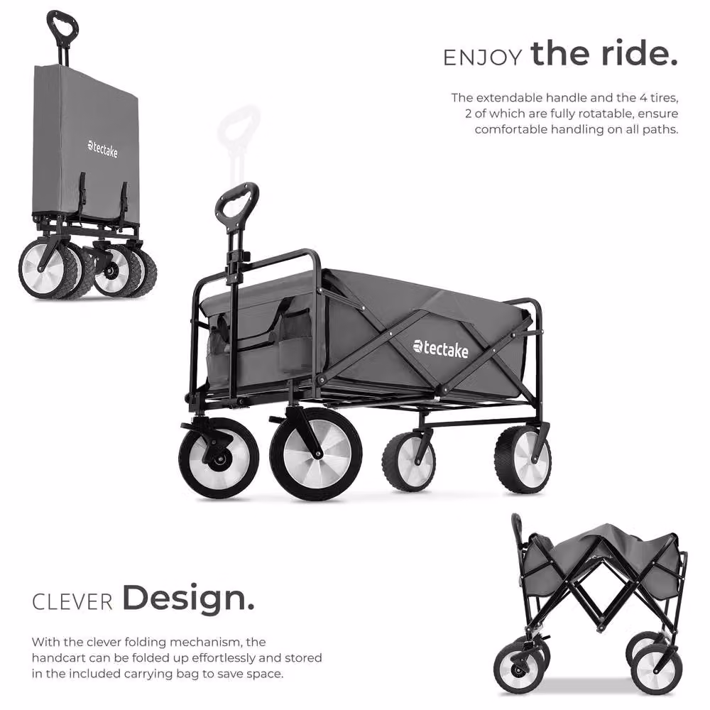 tectake Garden Trolley Leon in Grey Steel – 3