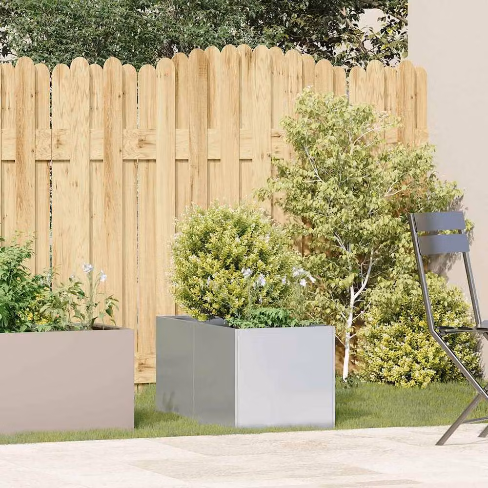 Berkfield Home Galvanised Steel Planter Tub in Silver, W/D/H: 80 x 40 x 40 cm – 3