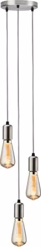 Netlighting Knightsbridge Calla Contemporary 3 Light Pendant in Grey and Brushed Chrome