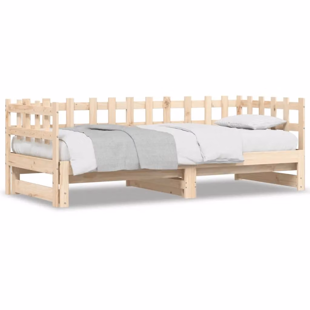 Berkfield Home Rustic Solid Wood Pine Pull-out Day Bed in Brown, W/D/H: 160 x 200 x 80 cm – 2