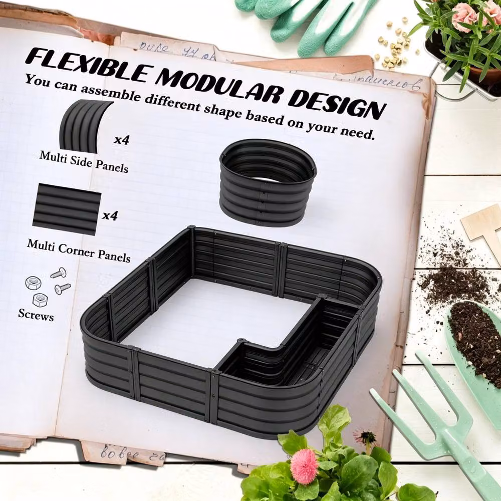 STILVORA Grey Flexible Raised Garden Bed for Ornamental and Herb Gardens – 5