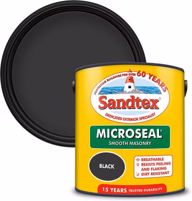 Sandtex Ultra Smooth Masonry Paint, Black, 2.5 l – 2