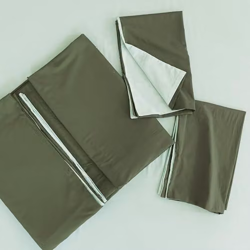 MHG Living Reversible Forest Green Super King Duvet Cover and Pillowcase Set in 100% Cotton Percale – 2