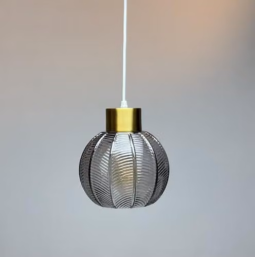 K LIVING Leaf Design Glass Ceiling Pendant Light in Grey