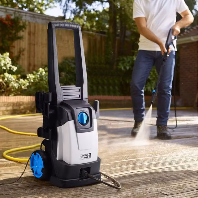 Livingandhome Commercial Portable Electric High Pressure Washer in White and Black, Diameter: 31.5 cm