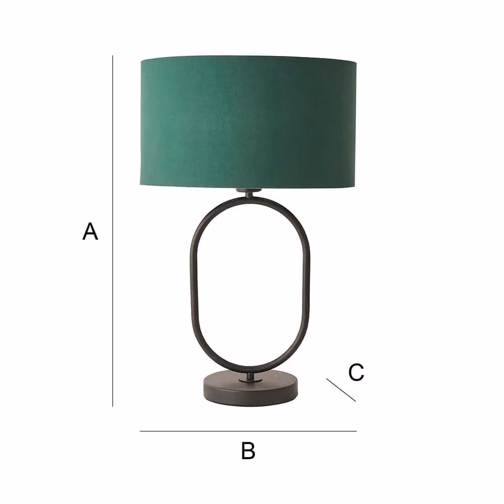 ValueLights Antonia Oval Fabric Drum Table Lamp in Green with Matte Black Metal Base – 4