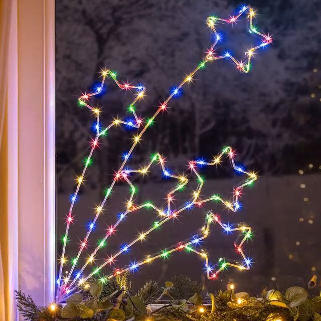 Christow Shooting Star Christmas LED Decoration, Multicolour and White, Height: 58 cm