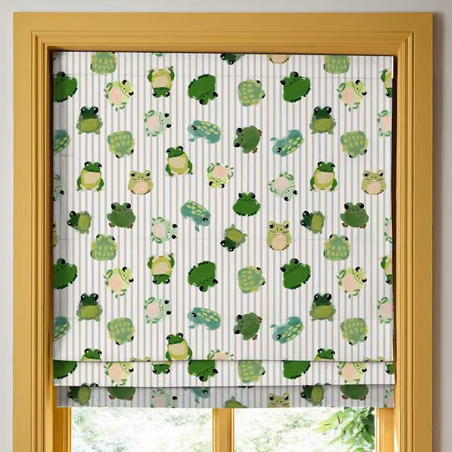 Wee Blue Bell Little Frogs Made To Measure Blackout Roman Blind in Multicolour