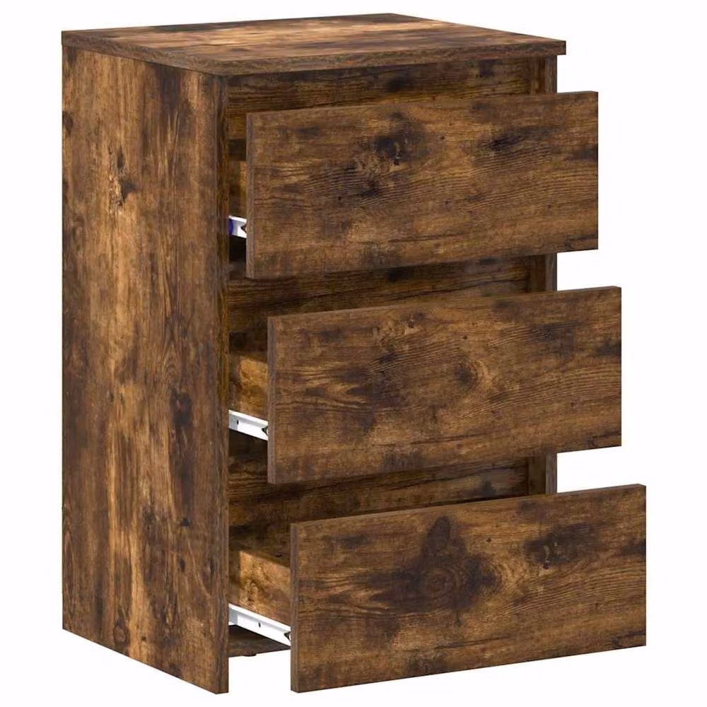 Berkfield Home Set of 2 Bed Cabinets in Smoked Oak Brown, W/D/H: 40 x 35 x 62.5 cm – 5