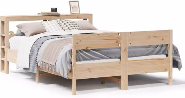 Berkfield Home Small Double Bed Frame in Light Brown Solid Pine, W/D/H: 120 x 190 cm