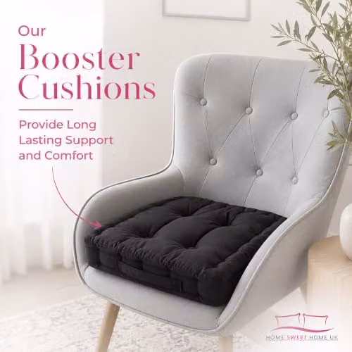 Snug City Adult Chunky Booster Cushion in Black, 100% Cotton, W/D/H: 45 x 45 x 1 cm – 5
