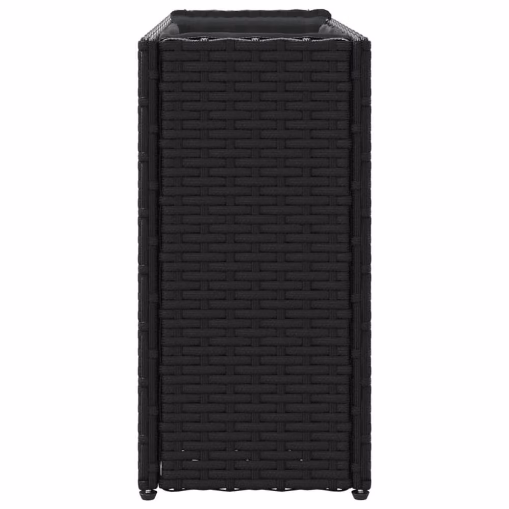 Berkfield Home Garden Planters with 2 Pots, Black Poly Rattan, W/D/H: 90 x 20 x 40 cm – 6