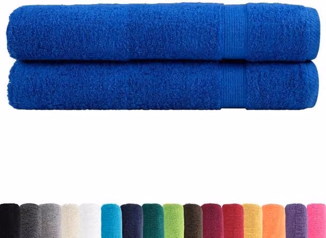 Berkfield Home SOLUND Premium Cotton Terry Towels, 2 Pack, Blue, W: 100 cm, L: 200 cm, 600gsm – 1