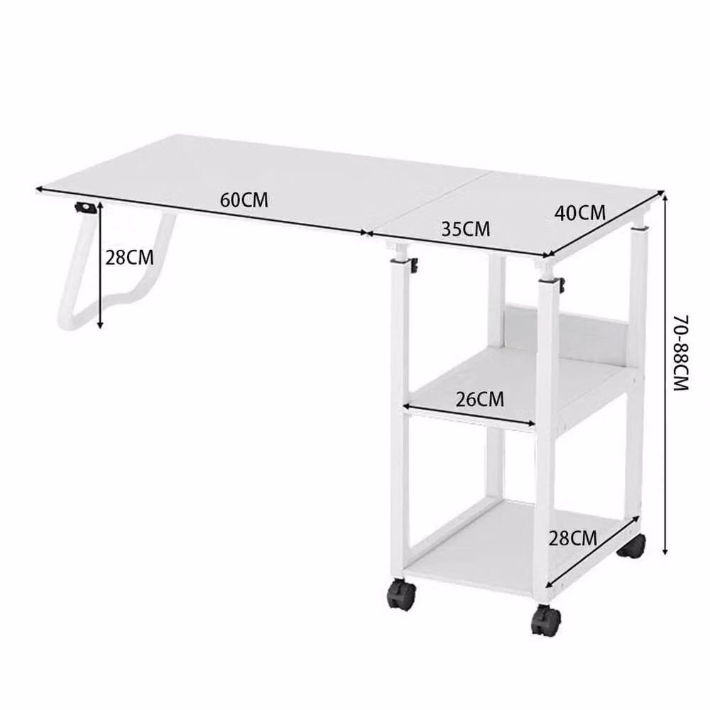 SPETLEK 2 in 1 Mobile Over Bed Table and Folding Desk in White – 2