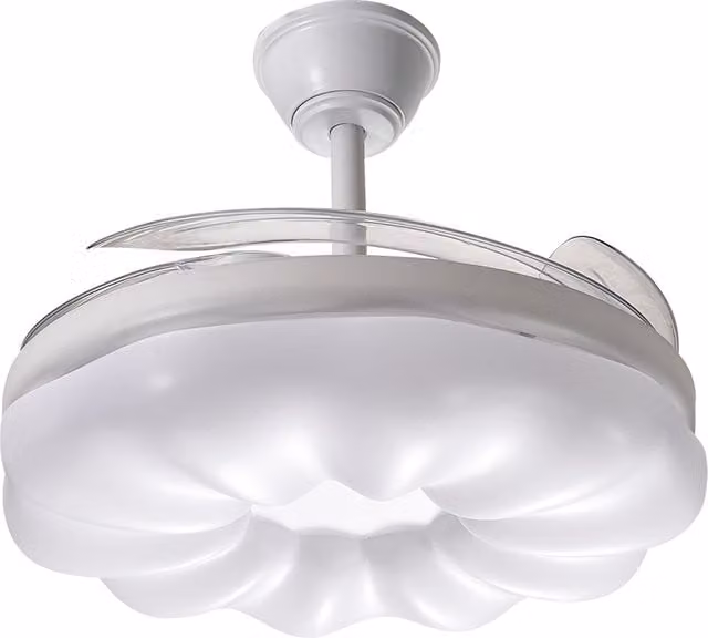 Lifeideas Dimmable Modern Bud-Style Ceiling Fan Light with Retracted Blades in White